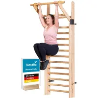 Skandika Vira klimrek hout met optrekstang - voorgemonteerd, klimrekken voor volwassenen, Made in Germany, massief essen uit Duitsland, 233 x 85,5 cm, tot 130 kg | Turnrek fitness, sport