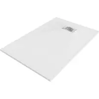 Mexen Hugo rechthoekige SMC-douchebak 100 x 70 , wit, inox rooster - 42107010-X