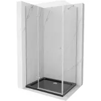 Mexen Roma douchecabine scharnierend 90 x 100 , transparant, chroom + Flat douchebak, zwart - 854-090-100-01-00-4070