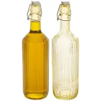 Secret De Gourmet Beugelfles / Weckfles - 2x - geel glas - luchtdicht - 1 liter - waterfles - 8 x 31 cm