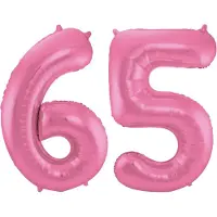 Folat Verjaardag Leeftijd folieballon - 65 jaar - roze - 86 cm - cijferballon groot