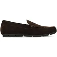 Manfield Donkerbruine suède loafers | Maat 42