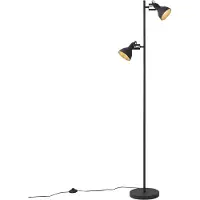 QAZQA Industriële vloerlamp zwart 2-lichts - Jakub