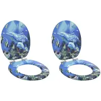 vidaXL Toiletbril 2 pcs Blauw 44 x 38 cm Bewerkt hout