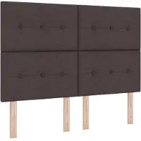 vidaXL LED Hoofdbord met LED-stripverlichting Donkerbruin 144 cm Stof
