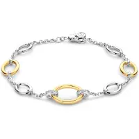 Ti sento Dames Armband - 925 zilver - Zirkonia met geel verguld - Maat M - 23073ZY