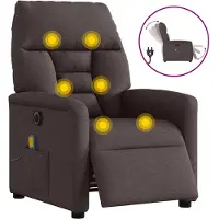 vidaXL Massagestoel elektrisch verstelbaar stof donkerbruin