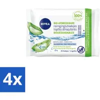 Nivea – Reinigingsdoekjes – Bio Aloe Vera – 25 Doekjes - Voordeelverpakking - 4 stuks