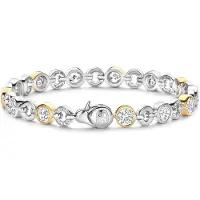 Ti sento Dames Armband - 925 zilver - Zirkonia met geel verguld - Maat S - 23054ZY