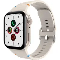 Cazy horlogebandje geschikt voor Apple Watch Bandje (ActiveFlex) - Smartwatchbandjes - Universeel bandje geschikt voor Apple 44/45/46/49 mm - Ivory