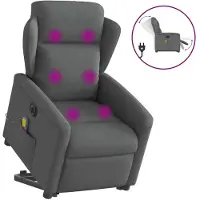 vidaXL Sta-op-massagestoel elektrisch verstelbaar stof donkergrijs