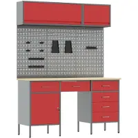 vidaXL Werkbank met laden, 8 stuks, zwart, voor ingenieurs, van hout en staal