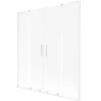 Mexen Velar L Duo badwand 2-delig schuifbaar 160 x 150 cm, mat, wit - 896-160-003-32-20