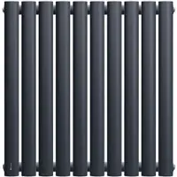 Blumfeldt Heizkörper Middenaansluiting - 462 W Wandheizkörper, Staal Poedercoating, Enkel, Energiebesparende Warmwaterwerking, Design-Heizkörper Voor Bad & Woonruimtes, 60x60 cm, Antraciet