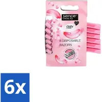 Sence – Wegwerpscheermes – Glad Scheren – Comfort Grip – 6 Wegwerpscheermes - Voordeelverpakking - 6 stuks