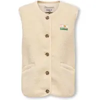 ONLY KIDS GIRL teddy gilet ecru Effen - maat 134 | Gilet van
