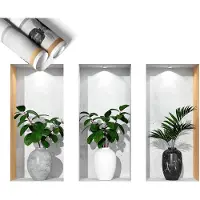Wallfluent 3D Muursticker - Plantenniches 3D Effect Sticker - 80x50 cm - Grijs Decoratieve 3D Muursticker - Optische Illusie Sticker - 3D Wandsticker - 3D Muursticker Illusie - Unieke 3D Muursticker