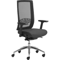 Leyform Bureaustoel WIKI, met armleuningen, netrug, frame van gepolijst aluminium, zwart
