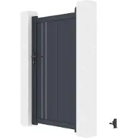 Vente-unique draaihekje van half opengewerkt aluminium L104 x H180 cm antraciet - TOROMA L 100 cm x H 176 cm x D 4.6 cm