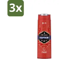 Old Spice 3 x – Douchegel – Captain – 400 ml - Douchegel Voor Mannen - Gezichtsreiniging - Haarreiniging - Lichaamreiniging - Fris Geur