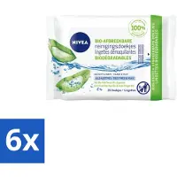 Nivea – Reinigingsdoekjes – Bio Aloe Vera – 25 Doekjes - Voordeelverpakking - 6 stuks
