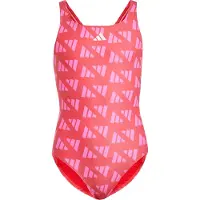 Adidas Sportieve badmode 'Logo Graphic V-Back Swimsuit' rosa / framboos / wit