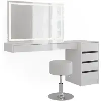 Vicco Sherry Kaptafel set met kruk – 120 cm 4 delen Wit