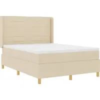 vidaXL Boxspringbed met LED-verlichting, crème kleur, 140 x 200 cm, gestoffeerd