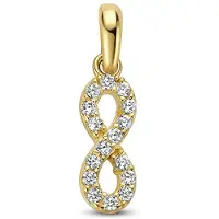 The Jewelry Collection 14K geelgoud hanger infinity zirkonia 4027996