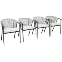 Sweeek - Set van 4 stapelbare stoelen van staal en touw - liora