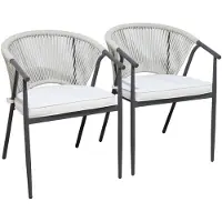 Sweeek - Set van 2 stapelbare stoelen van staal en touw - liora