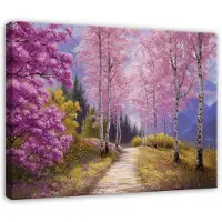 WALLARENA - Schilderij op canvas - 100x70 cm - Beeld van een berkenbos natuur landschap - Geschikt voor slaapkamer en woonkamer