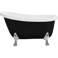 Vente-unique Vrijstaand retro bad met zilveren leeuwenpoten – 145 × 74 × 77 cm – mat zwart – 200 L – NISOS II