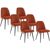 Vente-unique Set van 6 stoelen van fluweel en zwart metaal - Terracotta - ELEANA