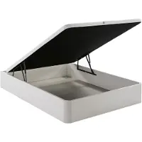 Vente-unique Set 160 x 200 cm bedbodem met opbergruimte wit + matras met pocketveren en ingebouwde dekmatras dikte 28 cm - AMERICAN DREAM van YSMÉE