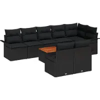 vidaXL Tuinbank Set 9 st 8-Aantal zitplaatsen Zwart poly rattan