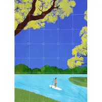 IXXI A Day on the River, Henry Rivers - 100 x 140 cm - Gratis ophangtool - Grote wanddecoratie en posters - Speels, Grafisch Ontwerp, Illustraties