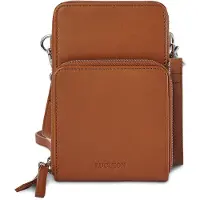 Lucleon Cognackleurige Leren Telefoontas Met Portemonneevak