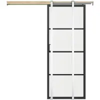 Vente-unique Schuifdeur met klamplaagsysteem - aluminium en transparant gehard glas - H205 x L73 cm - SINCA II