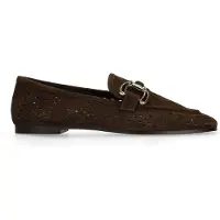 Manfield Bruine leren loafers met gouden chain | Maat 38