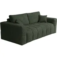 Vente-unique Vierzitsslaapbank express in groene bouclé stof - Slaapoppervlak 160 cm - Matras 16 cm ISSORO