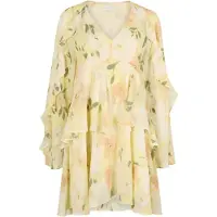 Apricot Jurk pasteelgeel / jade groen / koraal / wolwit