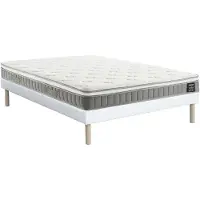 Vente-unique Set 140 x 190 cm gewatteerde bedbodem + pocketverenmatras met traagschuim topmatras dikte 21cm - VITOGO van YSMÉE