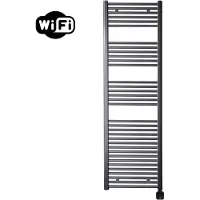 Sanicare Electrische Wifi Radiator HPW Carini 172x45 cm Gunmetal Met Thermostaat Zwart Rechtsonder