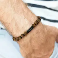 Yoursurprise Tiger eye armband graveren - Bruin - M - 8mm