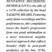 Cd Talking Heads - Tentative Decisions Demos & Live