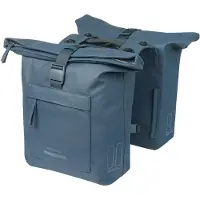 Basil Brooklyn - Dubbele fietstas - 41 Liter - Incl. MIK adapterplaat - Waterdicht - Reflectie details - Gerecycled materiaal - blauw