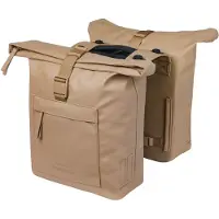 Basil Brooklyn - Dubbele fietstas - 41 Liter - Incl. MIK adapterplaat - Waterdicht - Reflectie details - Gerecycled materiaal - zand