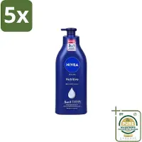 Nivea 5 x – Bodymilk – Original met Pomp – 500 ml - Grootverpakking - Bodymilk - Hydratatie - Huidverzorging - Amandelolie - Vitamine E