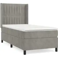 vidaXL Boxspring met matras fluweel lichtgrijs 90x200 cm